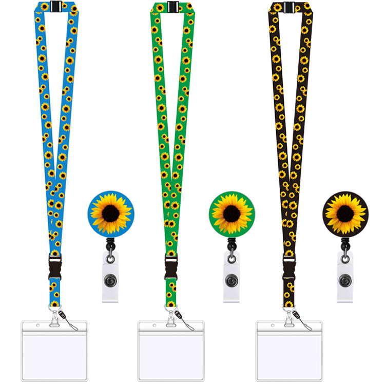 Fresh Green Yellow Sunflower Keychain Keycord Lanyards for Keys ID Card Name Badge Holder Mobile Phone Hang Rope Keyring