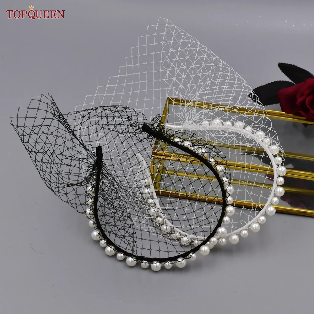 TOPQUEEN VA12 Wedding Mesh Veil Multiple Styles Birdcage Veil with Rhinestones Detachable Blusher Bachelorette Party Accessories