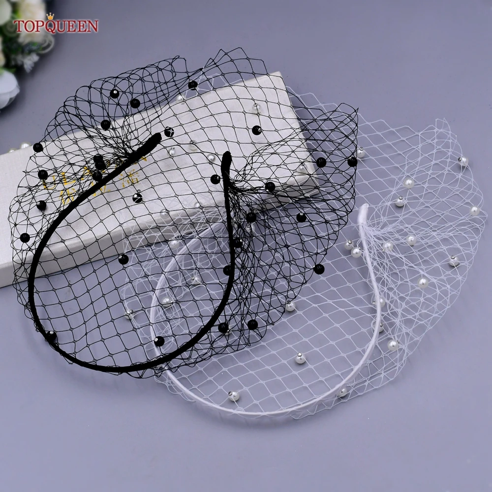 TOPQUEEN VA12 Wedding Mesh Veil Multiple Styles Birdcage Veil with Rhinestones Detachable Blusher Bachelorette Party Accessories