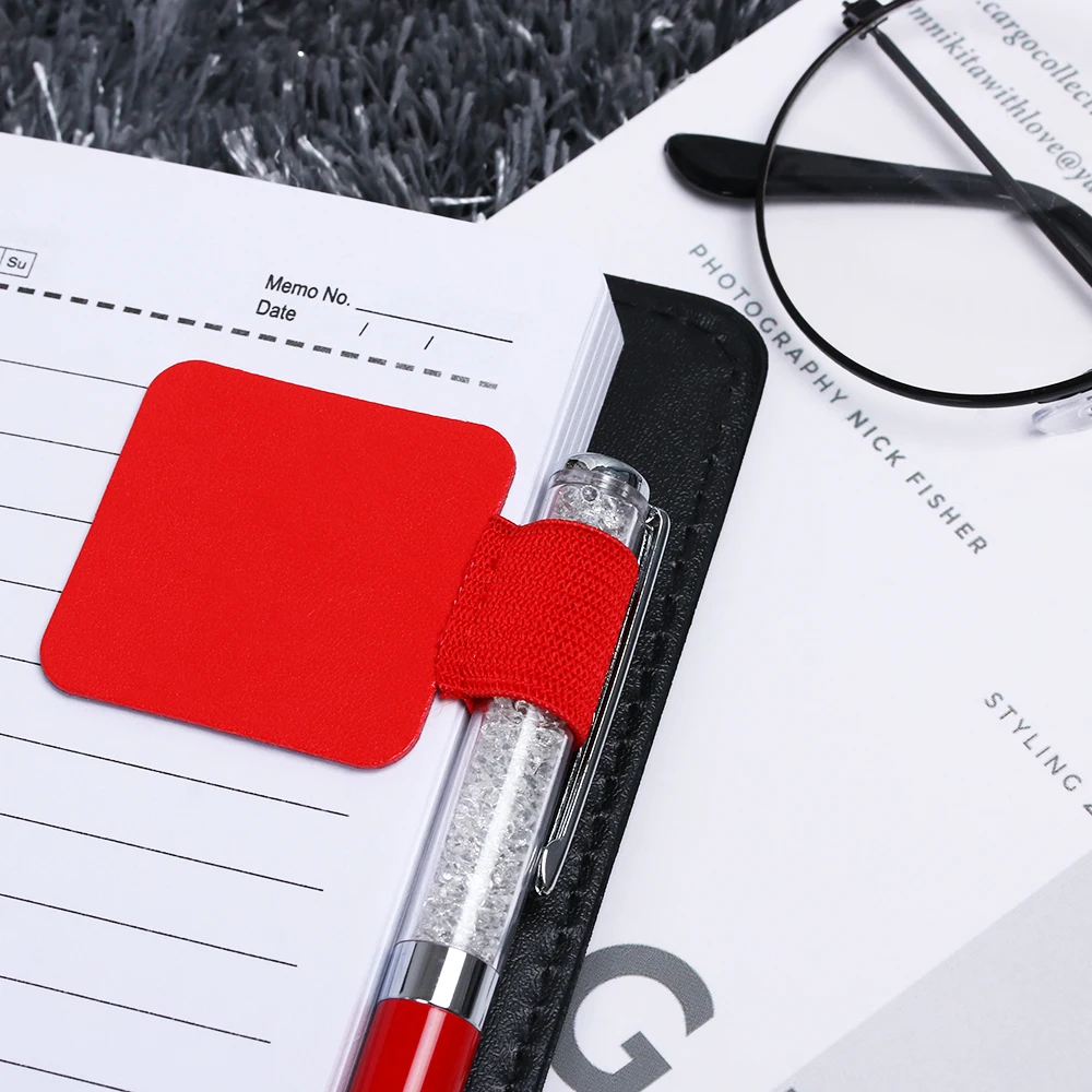 31 Colors Self-adhesive Pen Holder Leather Pen Clip pencil holder Elastic Loop for Notebook Journals Clipboards porta penne Tool