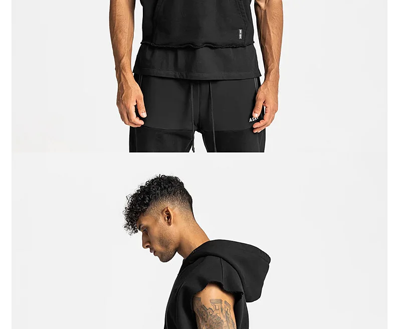 Mens Brand Gyms Clothing Bodybuilding Hooded Tank Top Cotton Sleeveless Vest Sweatshirt Fitness Workout Sportswear Tops Male