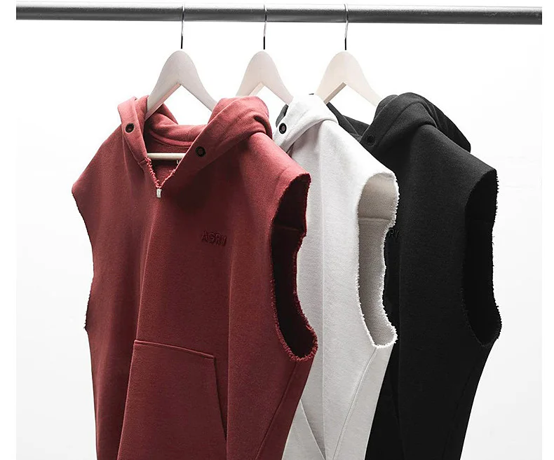 Mens Brand Gyms Clothing Bodybuilding Hooded Tank Top Cotton Sleeveless Vest Sweatshirt Fitness Workout Sportswear Tops Male