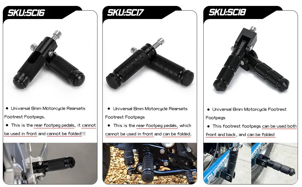 Motorcycle Footpegs CNC Aluminum Motor Bike Universal Folding Footrests Foot Pegs Premium Rear Foot Pedals Frepose Pieds Moto