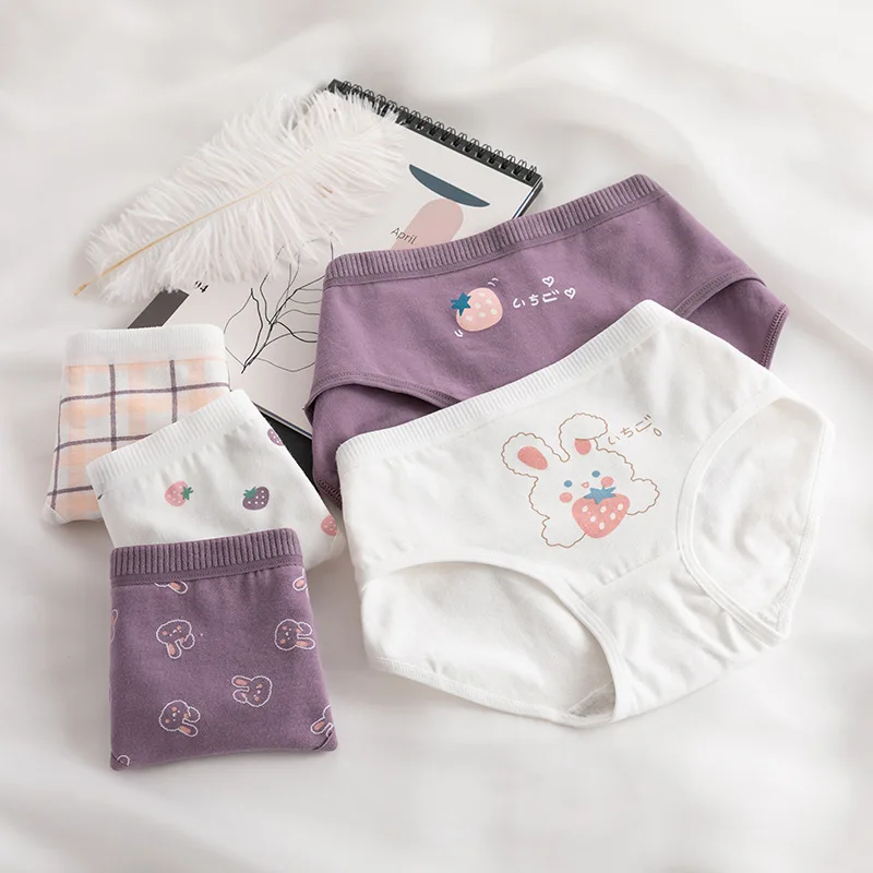 New Underwear Women Cute Rabbit Pattern Panties Girls Briefs Sexy Lingeries Cueca Calcinhas Cotton Shorts Underpants Cute Panty