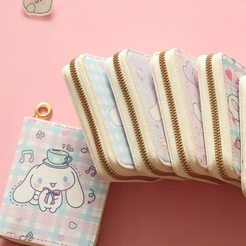 Hello Kitty Kawaii Coin Purses Sanrio My Melody Kuromi Cinnnamoroll Pudding Cute Wallet  Keychain Bags Card Holder Clutch Pouch
