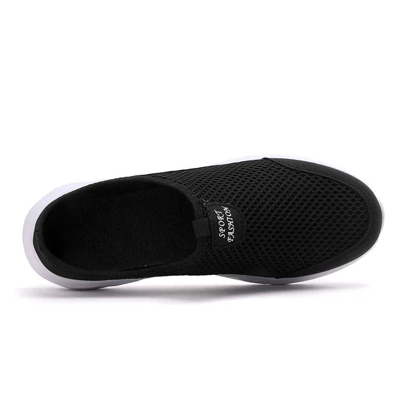YRZL Mens Half Slippers Summer Breathable Mesh Mens Shoes Outdoor Casual Walking Shoes Large Flat Light Mesh Slippers Sandals