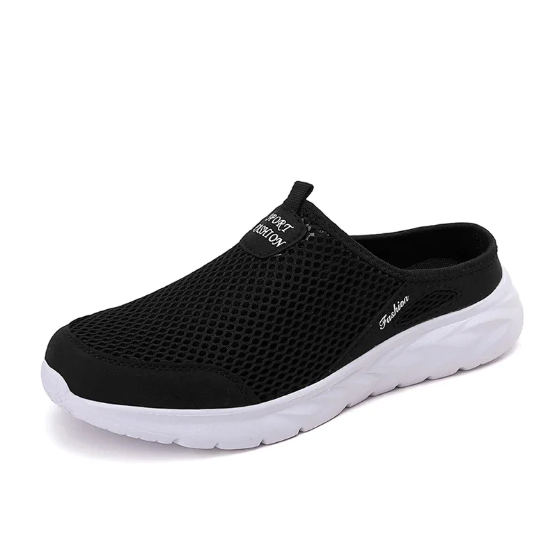 YRZL Mens Half Slippers Summer Breathable Mesh Mens Shoes Outdoor Casual Walking Shoes Large Flat Light Mesh Slippers Sandals