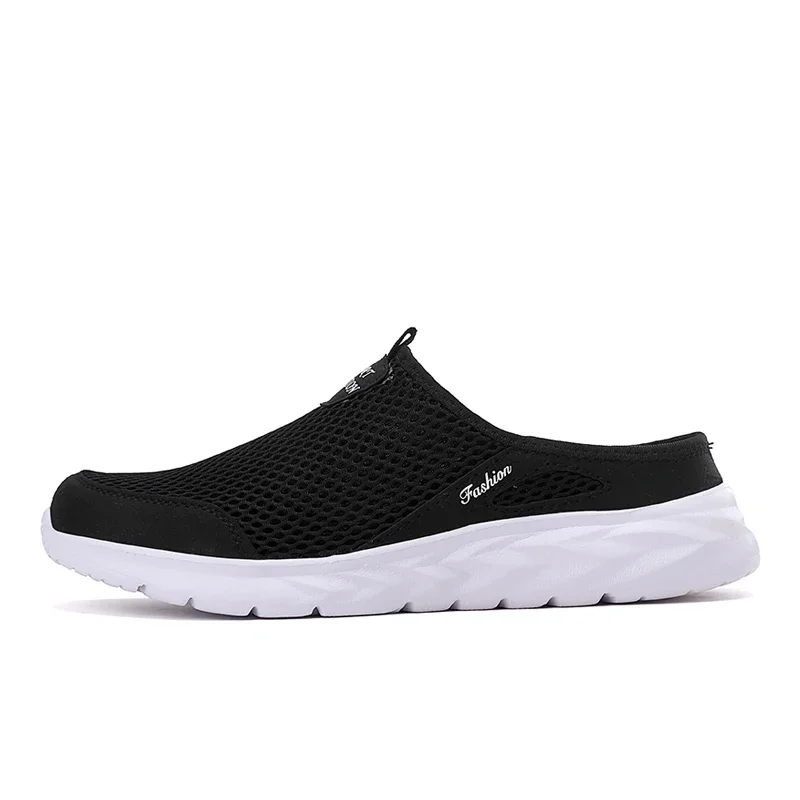 YRZL Mens Half Slippers Summer Breathable Mesh Mens Shoes Outdoor Casual Walking Shoes Large Flat Light Mesh Slippers Sandals