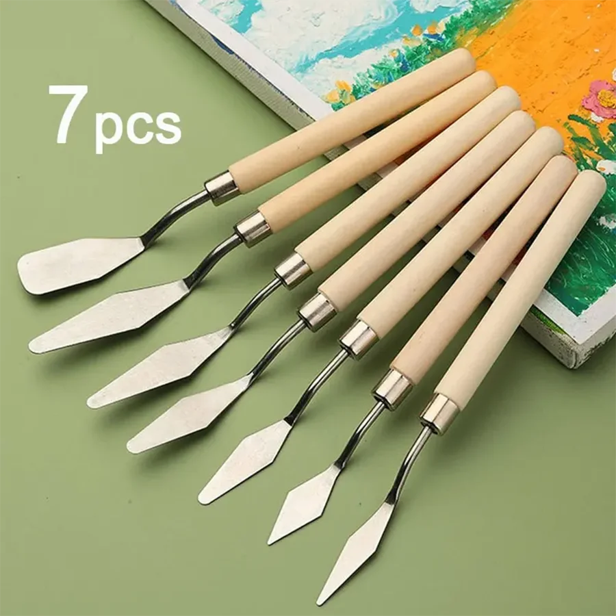 7/8/10/14Pcs Stainless Steel Oil Painting Knives Set Artist Crafts Spatula Palette Knife Mixing Knife Scraper Art Tools