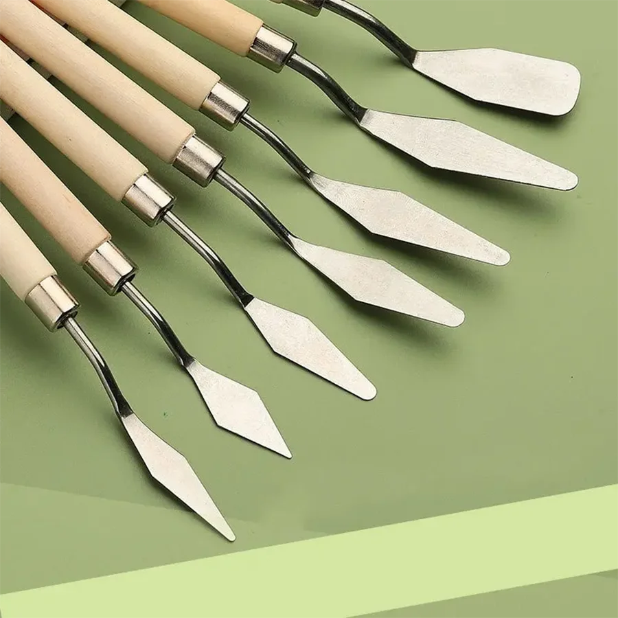 7/8/10/14Pcs Stainless Steel Oil Painting Knives Set Artist Crafts Spatula Palette Knife Mixing Knife Scraper Art Tools