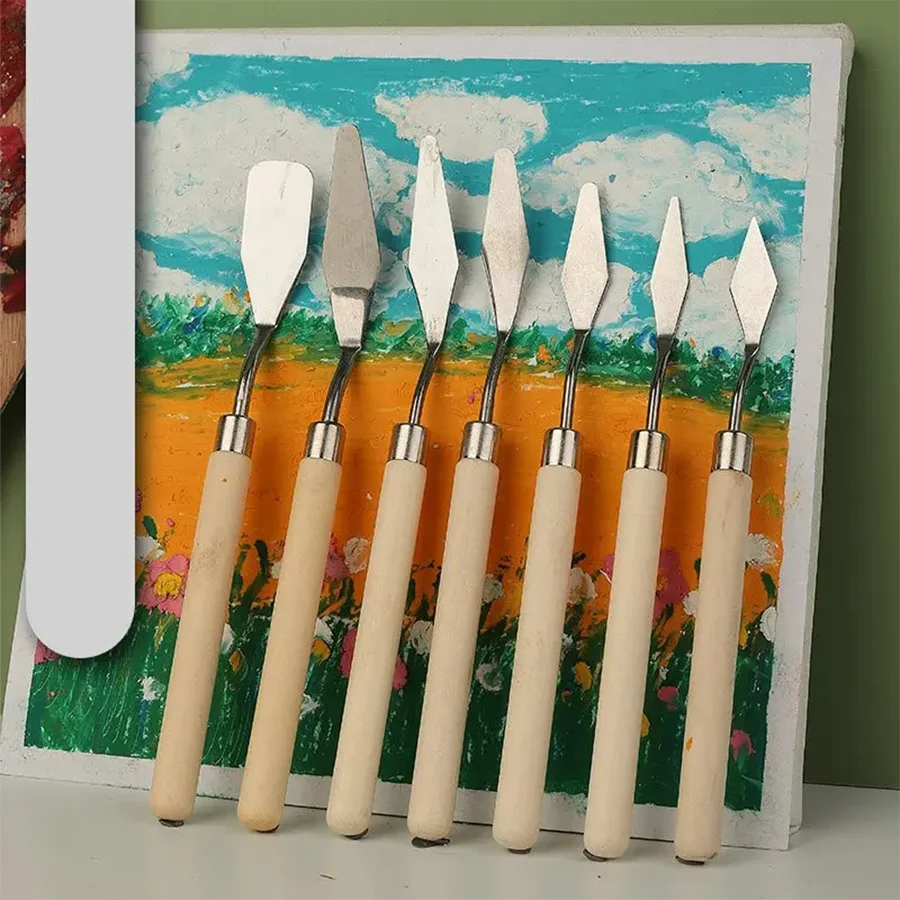 7/8/10/14Pcs Stainless Steel Oil Painting Knives Set Artist Crafts Spatula Palette Knife Mixing Knife Scraper Art Tools