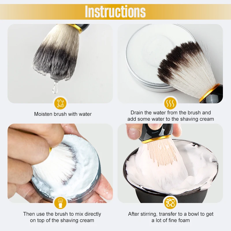 Professional Shaving Brush 1/2/3Pcs Set 3-in-1 Shave Kits, Shaving Bowl and Shaving Stand, Father's Day Men's Gift Kit