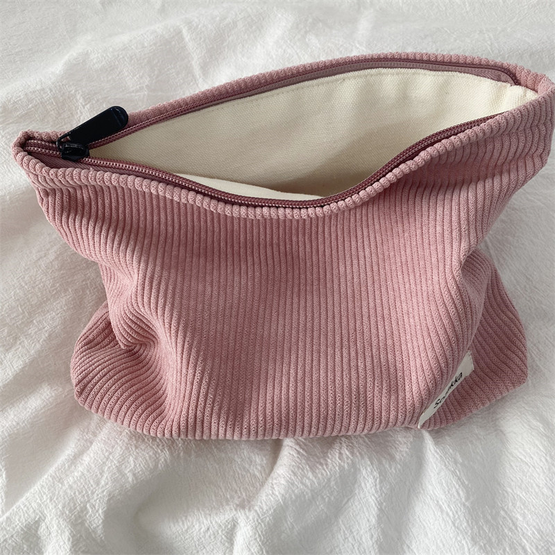 Corduroy Makeup Bag Organizer Clutch Retro Flower Print Cosmetic Bag Wash Women Travel Make Up Pouch Beauty Toilet Storage Cases