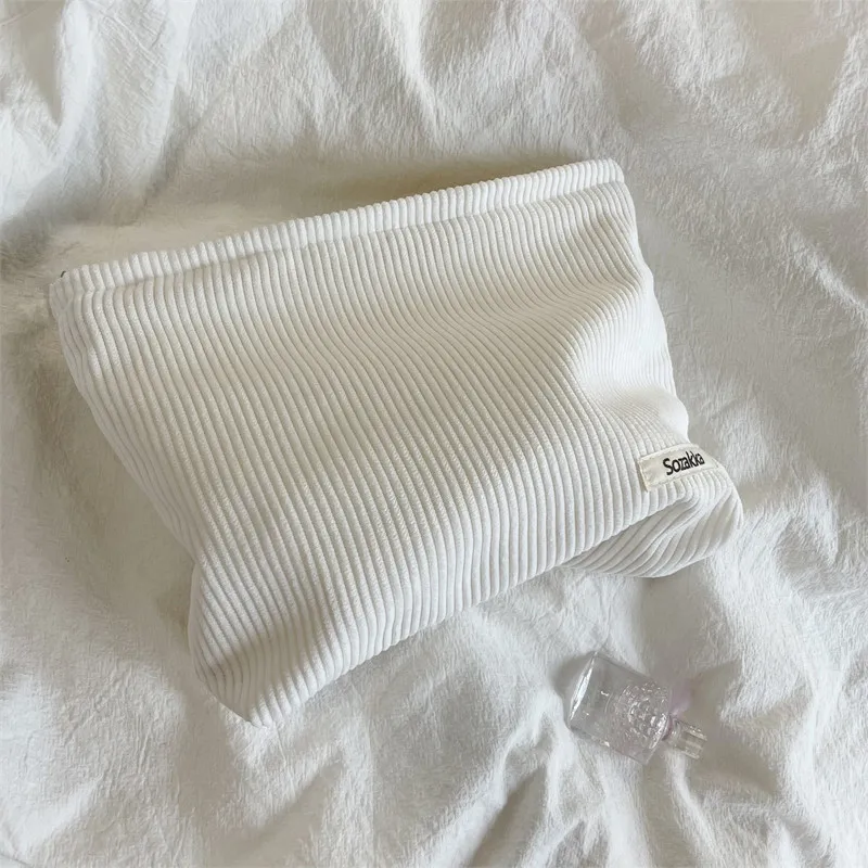 Corduroy Makeup Bag Organizer Clutch Retro Flower Print Cosmetic Bag Wash Women Travel Make Up Pouch Beauty Toilet Storage Cases