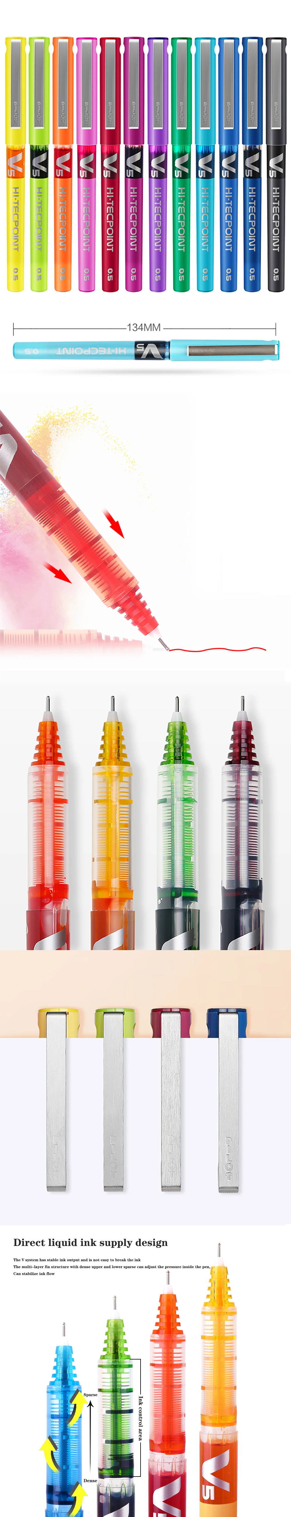 4/6/12 Japan Pilot BX-V5 Gel Pen Hi Tecpoint Straight Liquid Color Ink Cute Stationery 0.5mm Signature Pen School Supplies