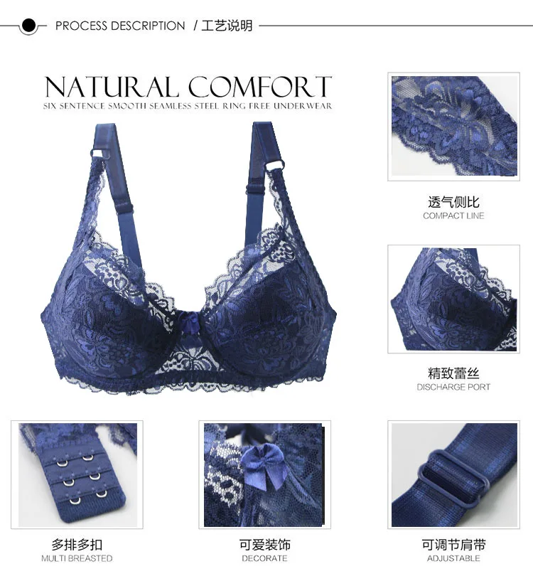 New Style Sexy Bras 34/75 36/80 38/85 40/90 42/95 44/100 46/105 48/110 CDE Cup Plus Size Lingerie Push Up Underwear For Women