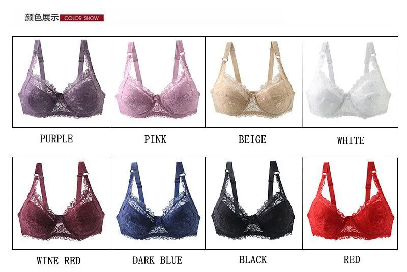 New Style Sexy Bras 34/75 36/80 38/85 40/90 42/95 44/100 46/105 48/110 CDE Cup Plus Size Lingerie Push Up Underwear For Women