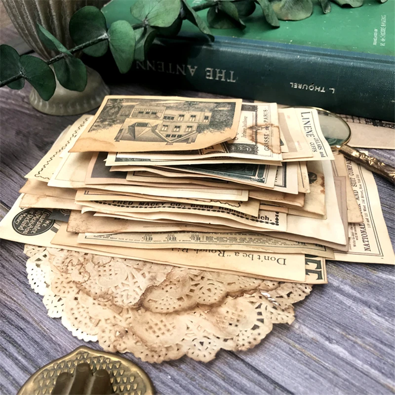 Handmade Coffee Dyed Paper Doilies Material Ephemera Journal Decoration Label Bill Postmark Page Paper DIY Scrapbooking Craft