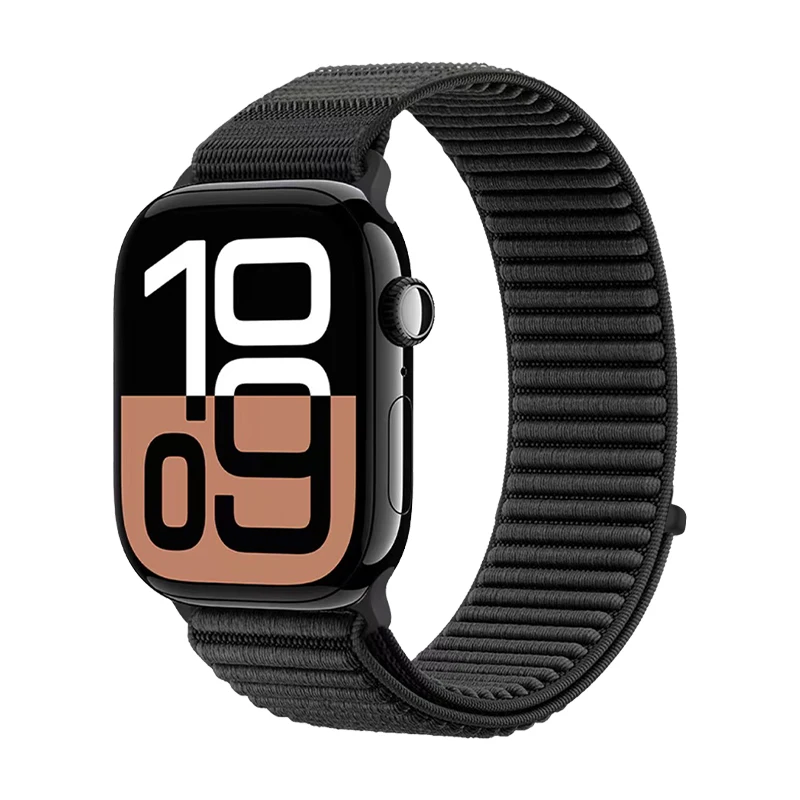 Breathable Nylon Loop Band for Apple Watch 46mm 45mm 44mm 42mm 41mm 40mm Comfort Strap for iWatch Series 11 10 9 8 7 6 Ultra