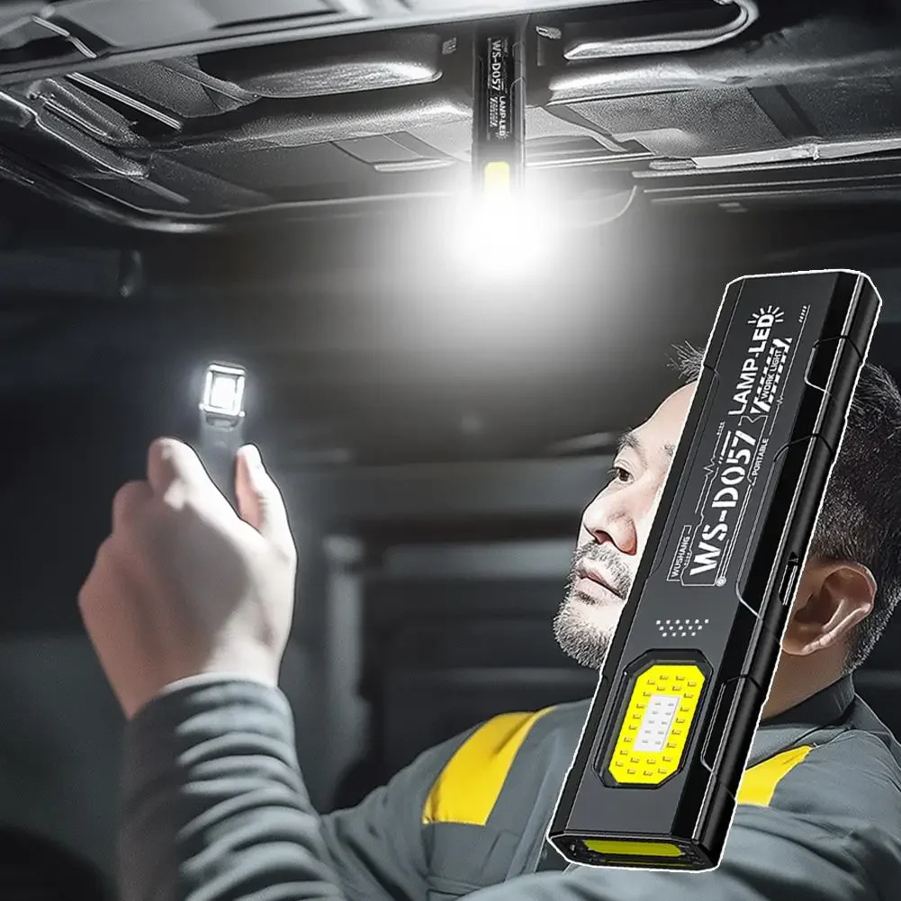 LED COB Flashlight Type C Rechargeable 550LM Portable Mini Torch Pocket Lantern Flood Work Light With Magnet For Emergency