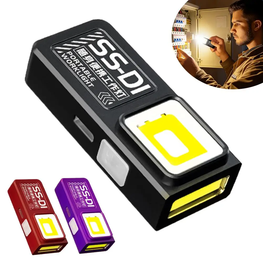 LED COB Flashlight Type C Rechargeable 550LM Portable Mini Torch Pocket Lantern Flood Work Light With Magnet For Emergency
