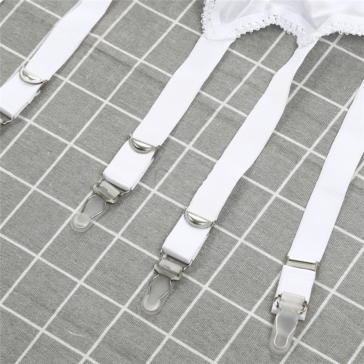Hirigin Women Sexy Retro High Waist Elastic Mesh Garter Belt Suspender 6 Metal Buckles Erotic Sex Wear