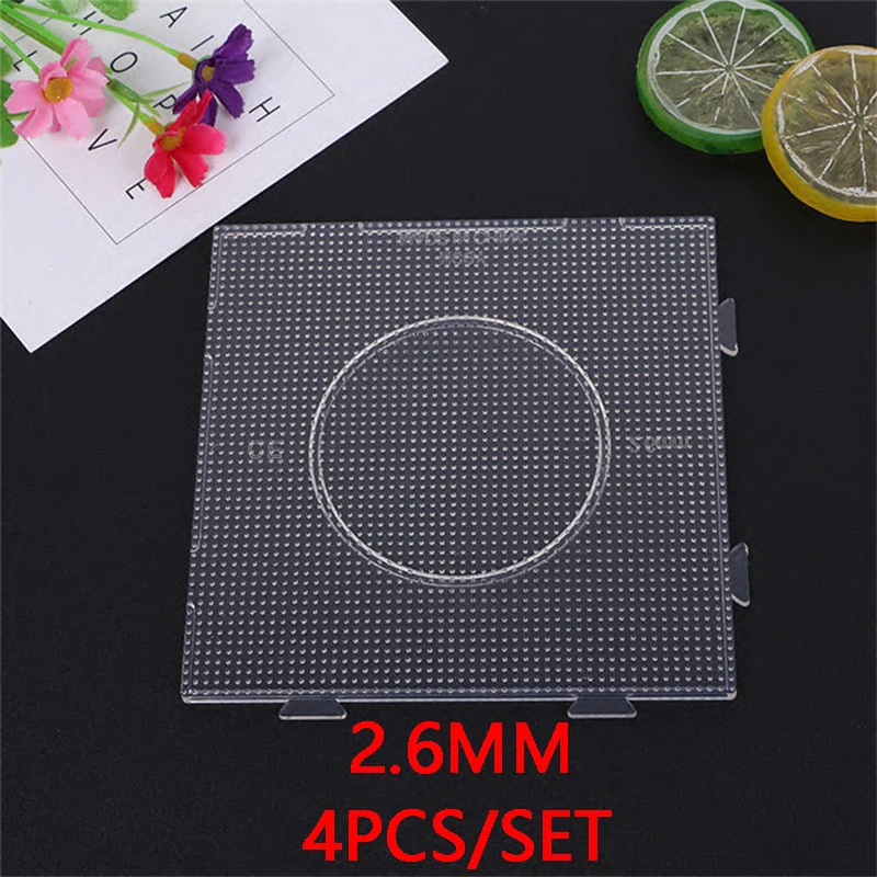 4PCS 2.6mm/5mm Fuse Beads Transparent Extra Large Square Pegboards Ironing Beads Boards DIY Material Template Melting Beads Pegb