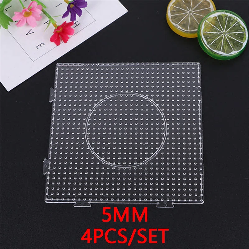 4PCS 2.6mm/5mm Fuse Beads Transparent Extra Large Square Pegboards Ironing Beads Boards DIY Material Template Melting Beads Pegb