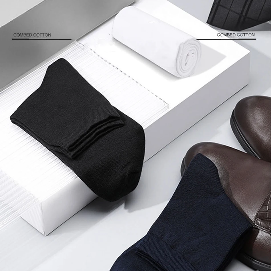 10 Pairs Men's Cotton Socks New Style Black Business Men Socks Soft Breathable Summer Winter for Male Socks Plus Size 38-47