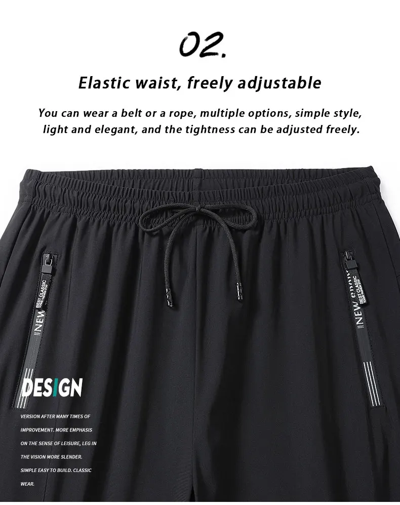 Breathable Elastic Men Running Sport Pants Ice Silk Jogging Thin Sweatpants Casual Outdoor Training Gym Fitness Trousers 8XL
