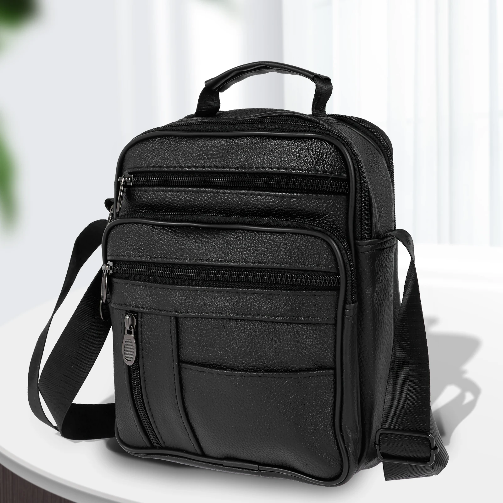 Shoulder Bag Men Small Crossbody Backpack Shoulder Bag with Adjustable Shoulder Straps PU Leather/Oxford Cloth Chest Bag Daypack