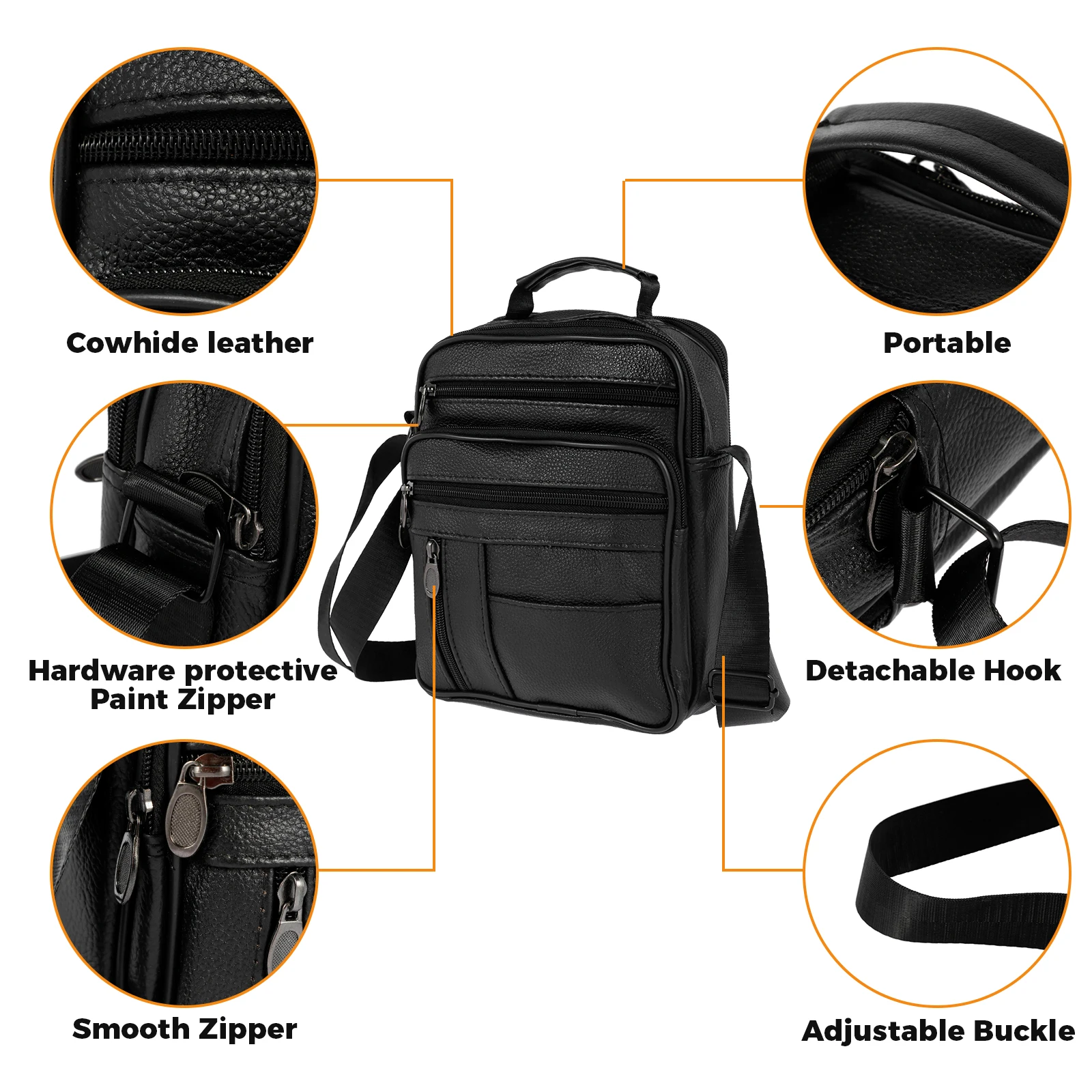 Shoulder Bag Men Small Crossbody Backpack Shoulder Bag with Adjustable Shoulder Straps PU Leather/Oxford Cloth Chest Bag Daypack