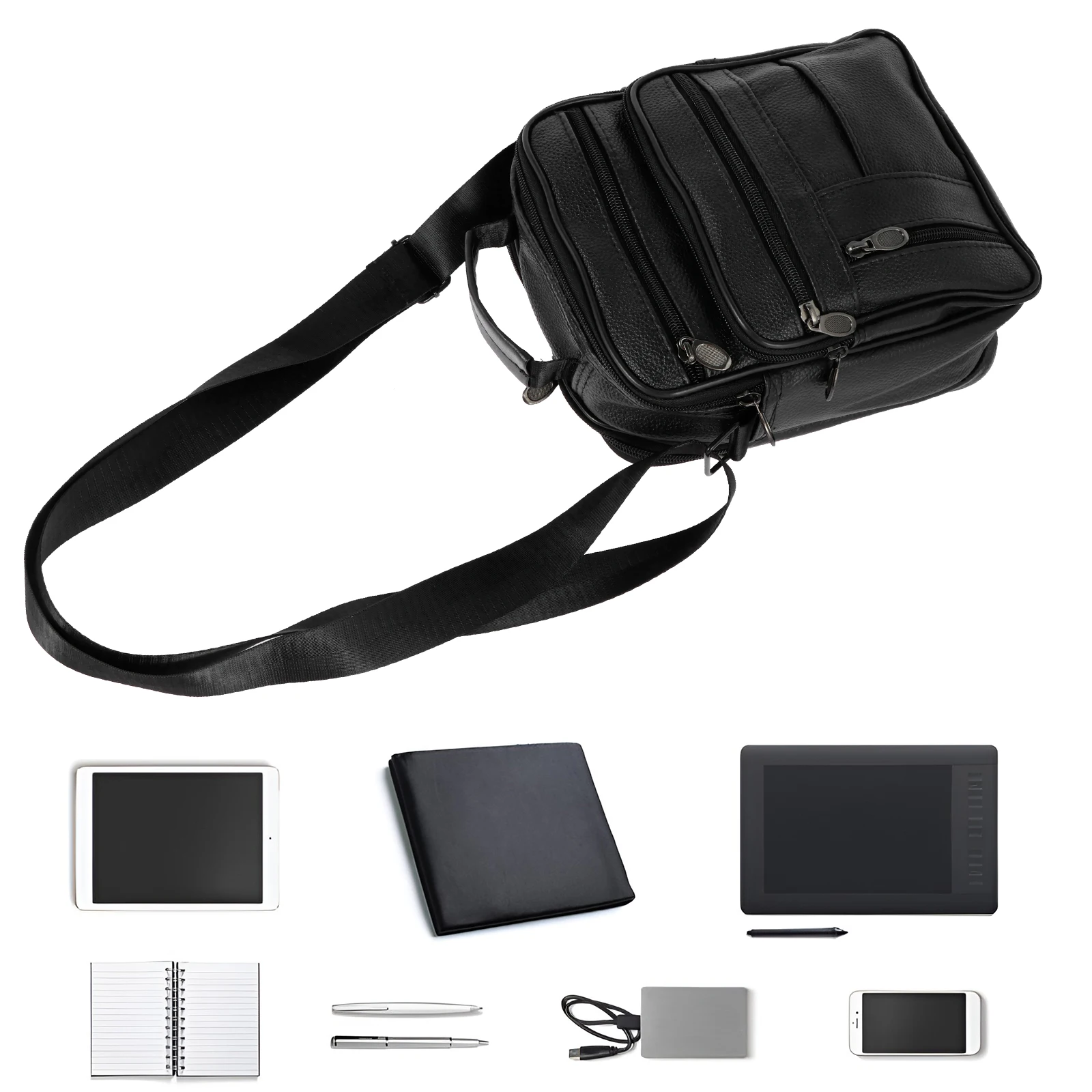 Shoulder Bag Men Small Crossbody Backpack Shoulder Bag with Adjustable Shoulder Straps PU Leather/Oxford Cloth Chest Bag Daypack