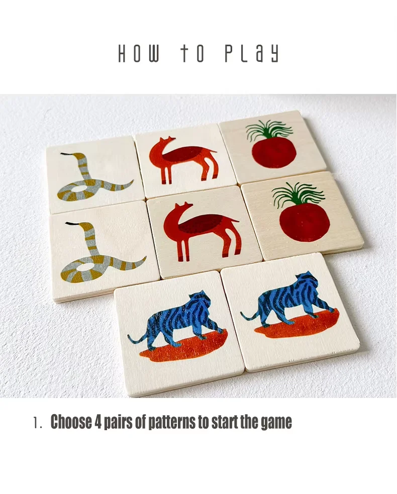 32pcs Memory Matching Games Wooden Memory Game For Kids Educational Toys Find Different Games For Children Boys And Girls