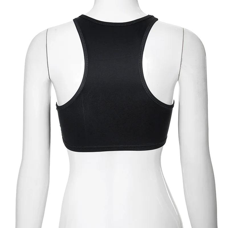 Summer Fashion Sexy Clashing Colors Women Clothing Casual Slim Hollow Round Neck Sleeveless Tank Top Women Monogram Y2k Top