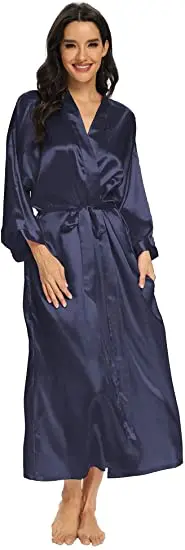 Women Silk Satin Long Wedding Bride Bridesmaid Robe Kimono Robe Feminino Bath Robe Large Size XXXL Peignoir Femme Sexy Bathrobe