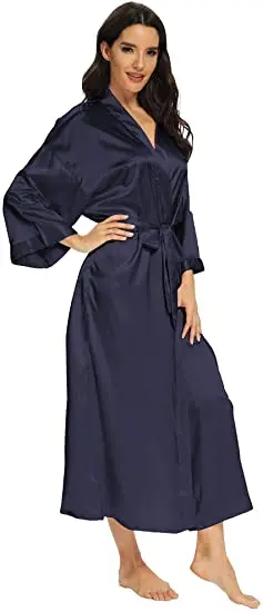 Women Silk Satin Long Wedding Bride Bridesmaid Robe Kimono Robe Feminino Bath Robe Large Size XXXL Peignoir Femme Sexy Bathrobe