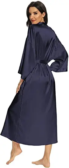 Women Silk Satin Long Wedding Bride Bridesmaid Robe Kimono Robe Feminino Bath Robe Large Size XXXL Peignoir Femme Sexy Bathrobe