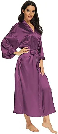 Women Silk Satin Long Wedding Bride Bridesmaid Robe Kimono Robe Feminino Bath Robe Large Size XXXL Peignoir Femme Sexy Bathrobe