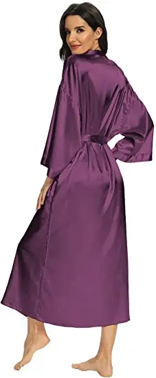 Women Silk Satin Long Wedding Bride Bridesmaid Robe Kimono Robe Feminino Bath Robe Large Size XXXL Peignoir Femme Sexy Bathrobe