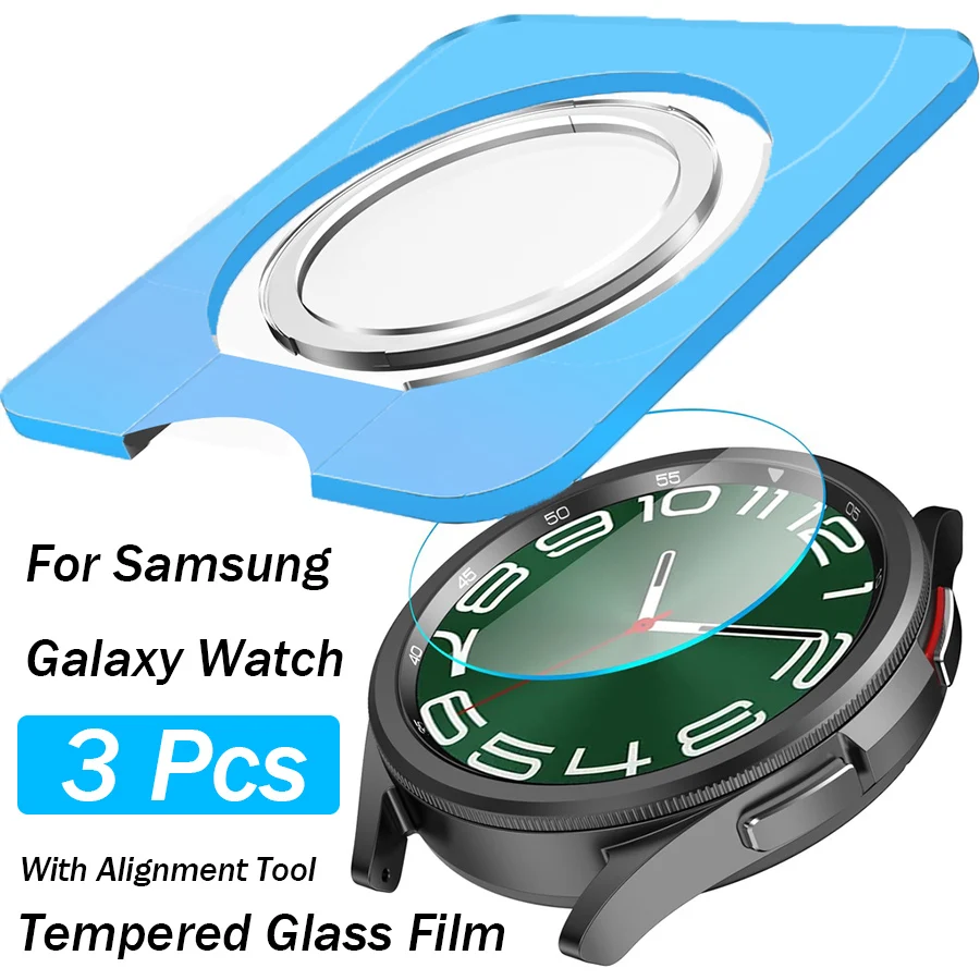 3Pcs Tempered Glass For Samsung Galaxy Watch Ultra 6 8 Classic 5 4 40mm 44mm 47mm Screen Protector With Tool Easy Install Kit