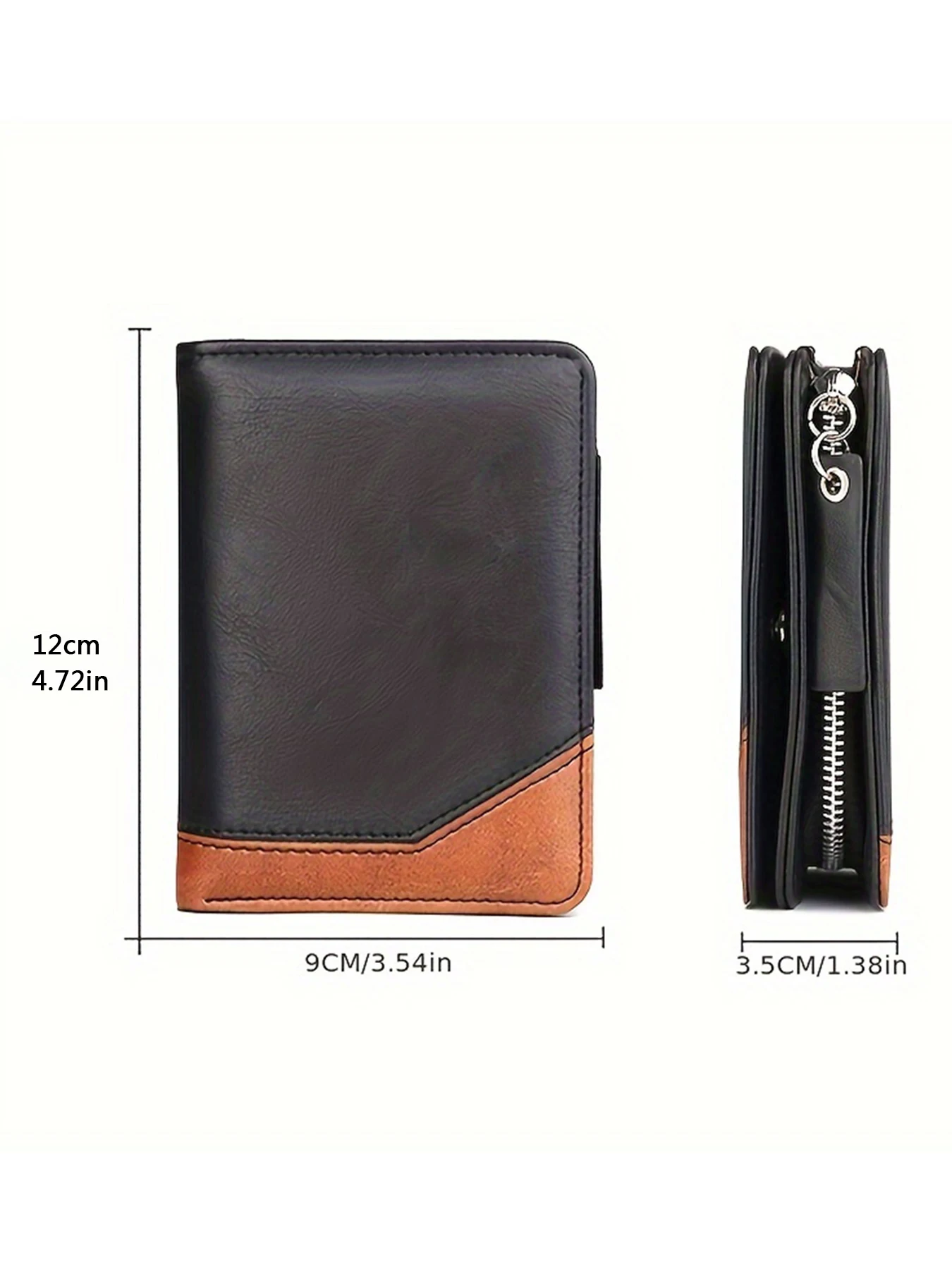 2024 New Men's PU Leather Short Wallet With Zipper Coin Pocket Vintage Big Capacity Male Short Money Purse Card Holder