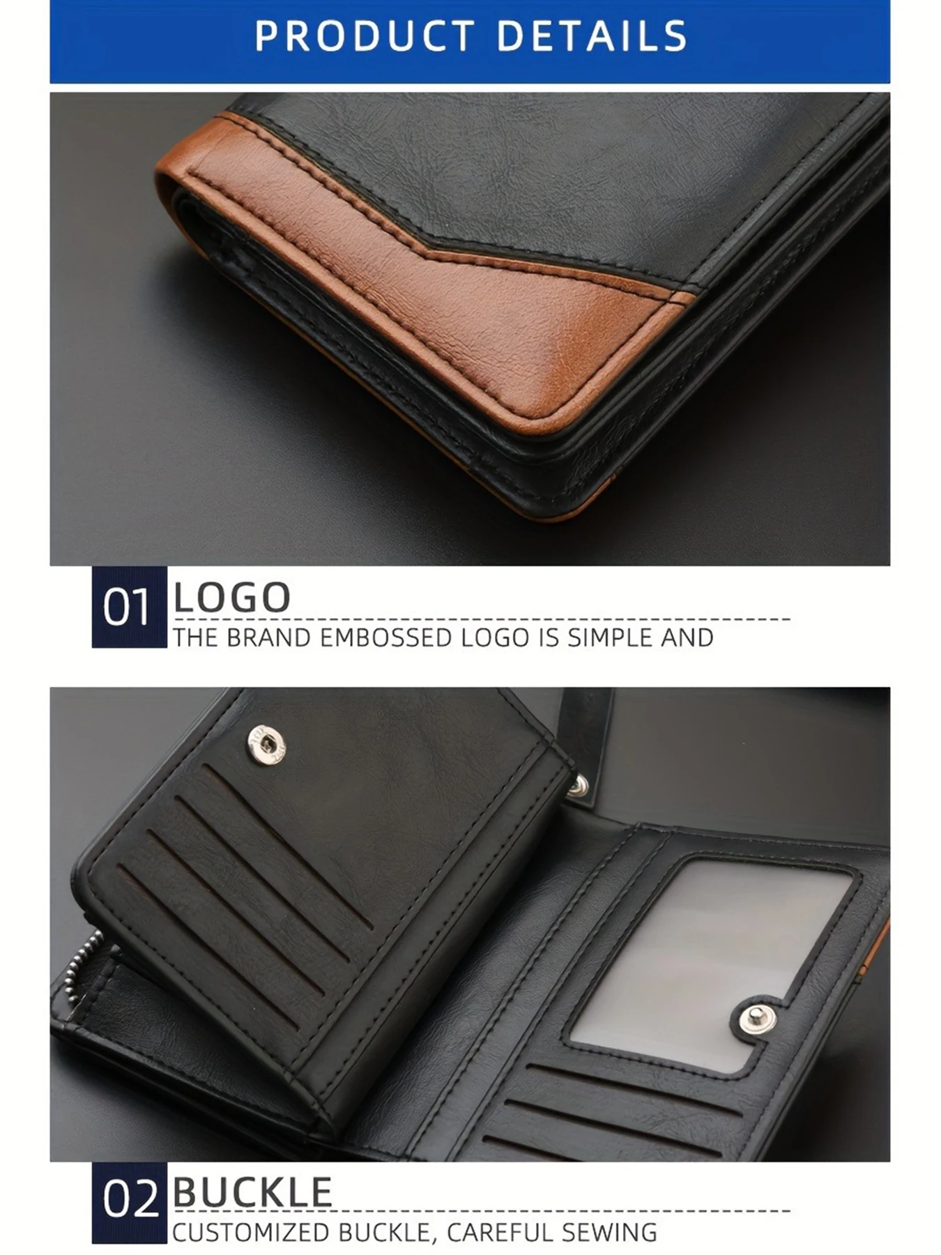 2024 New Men's PU Leather Short Wallet With Zipper Coin Pocket Vintage Big Capacity Male Short Money Purse Card Holder