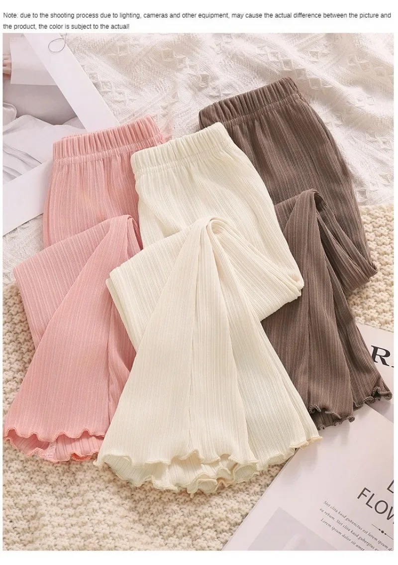 Kids Girls Summer Thin Wide Leg Pants 2024 New Arrival Children Casual Loose Silk Flare Pants Princess Casual Pants Korean Style