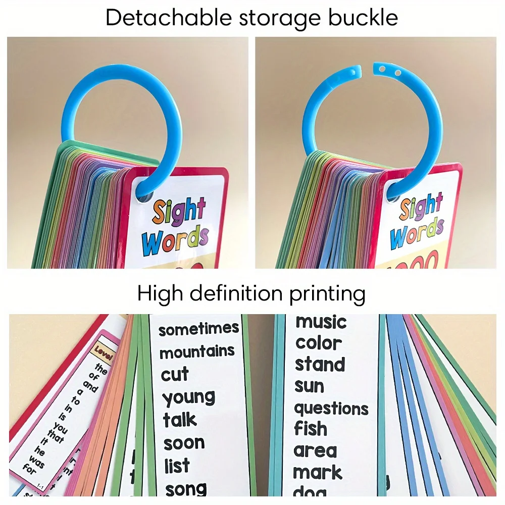 1000 Sight Words List English Educational Flash Cards Vocabulary Building High Frequency Words Teacher Teaching Aids Montessori