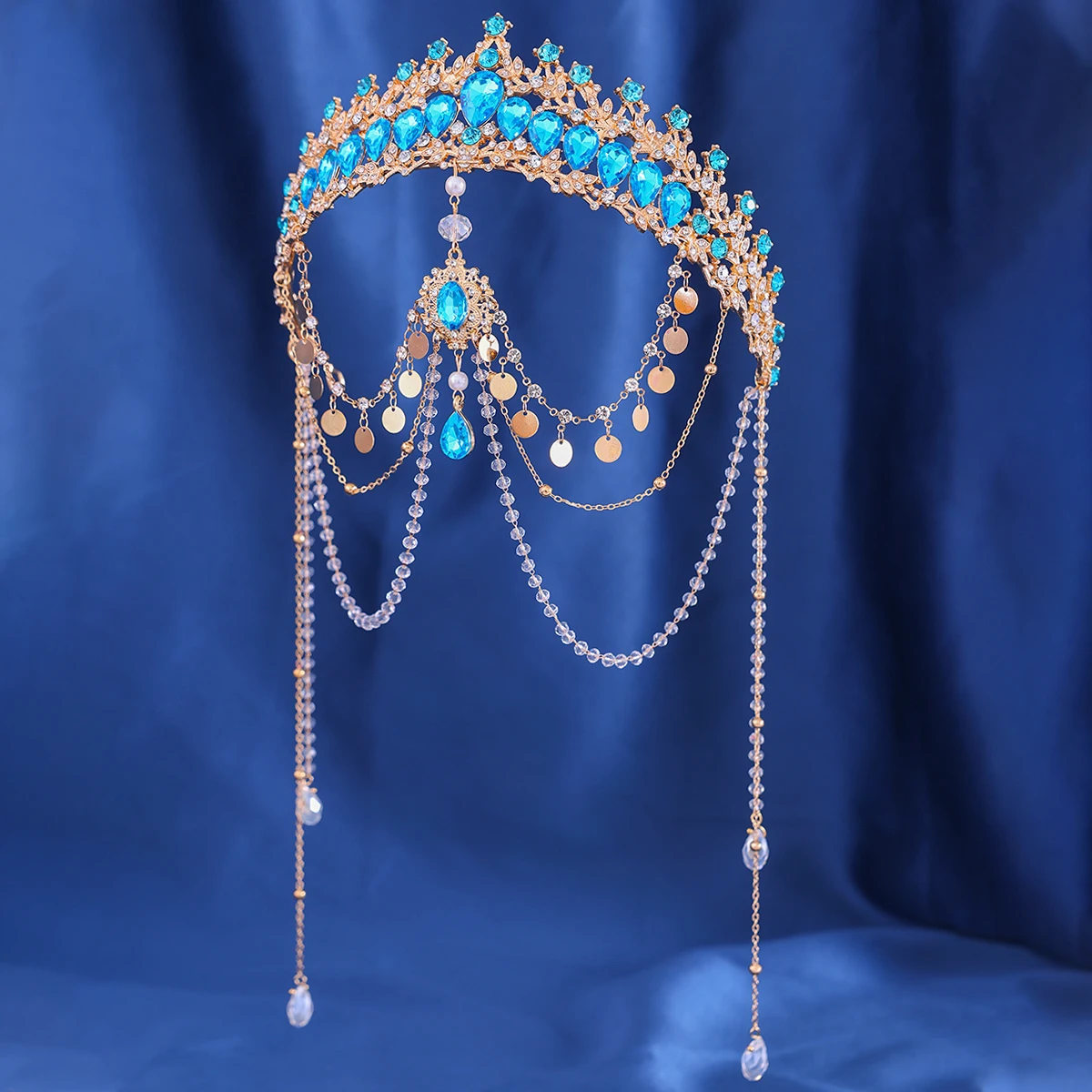 Baroque Vintage Crystal Rhinestone Tiaras Crowns Handmade Tassel Pearls Princess Queen Diadems Wedding Bridal Hair Accessories