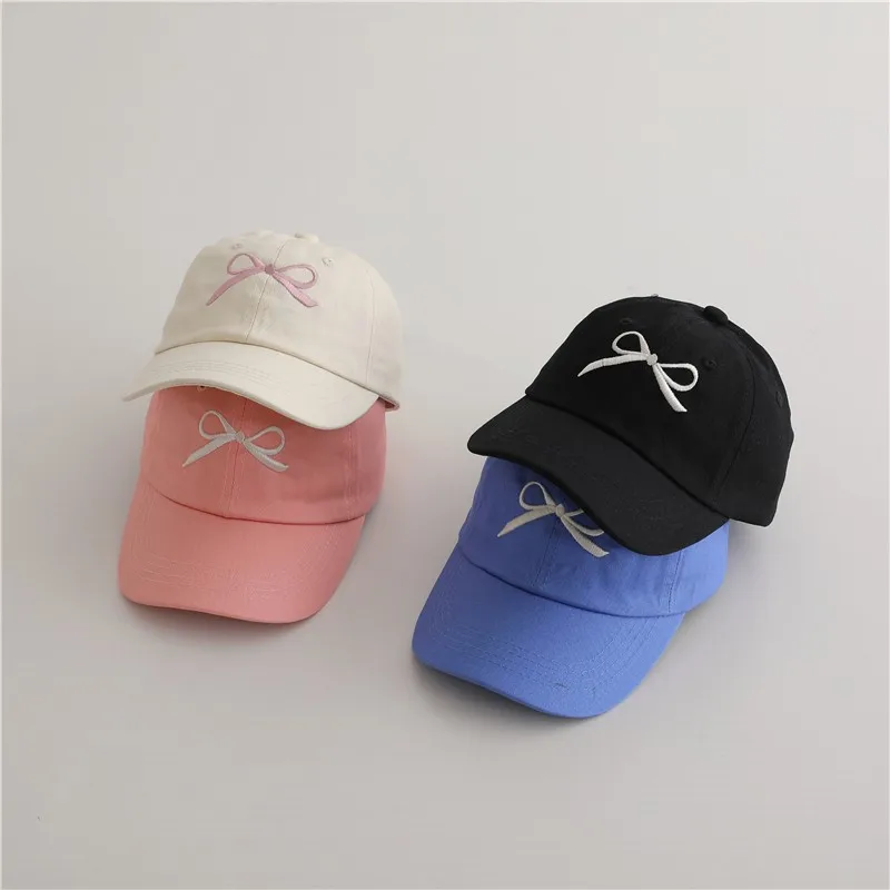 Fashion Children Embroidery Bow Baseball Hats Kids Accessories Boy Girl Vacation Sunscreen Hat Cotton Baby Adjustable Casual Cap