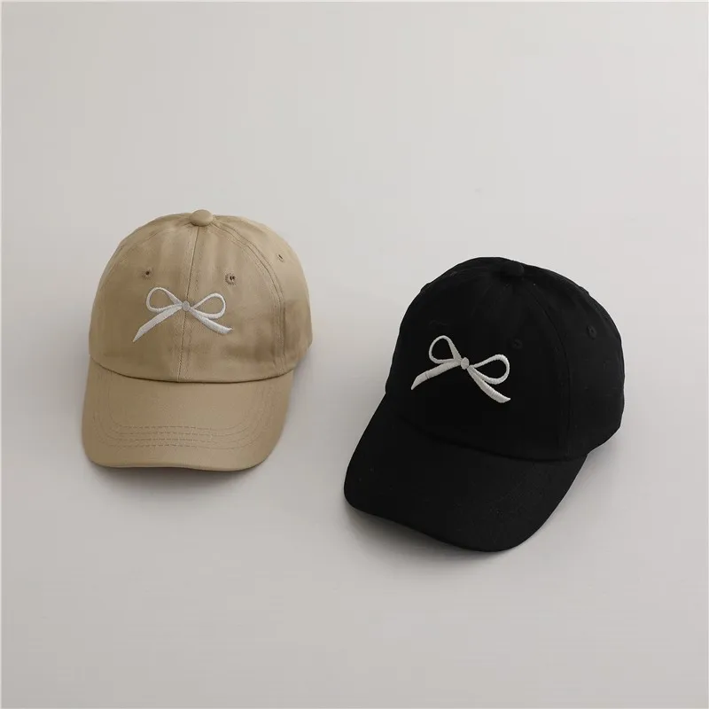 Fashion Children Embroidery Bow Baseball Hats Kids Accessories Boy Girl Vacation Sunscreen Hat Cotton Baby Adjustable Casual Cap