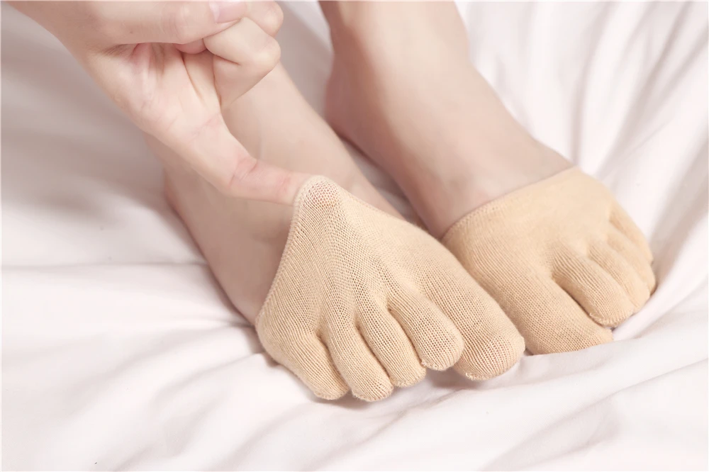 Women Sponge Half Palm Anti-Slip Lining Socks Soft Open Toe Heelless Liner Invisible Forefoot Cushion Cotton Foot Pad Dropship
