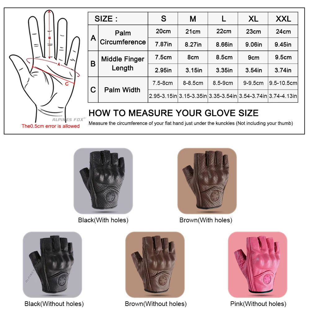 SUOMY Summer Motorcycle Fingerless Gloves Accessories Goatskin Leather Half Finger Gloves Man Women Motocross Gant Moto Guantes
